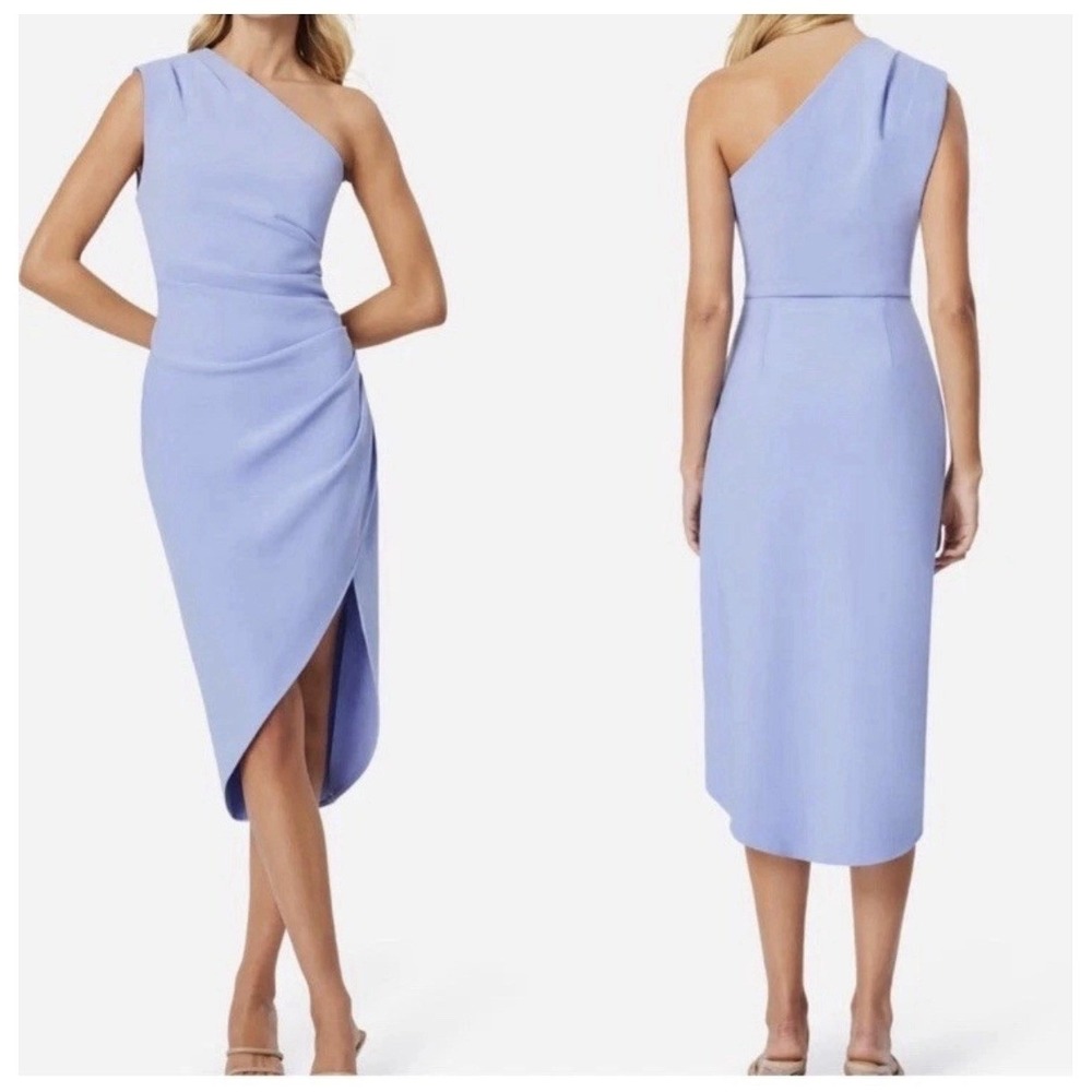 Elliatt Xara One Shoulder Asymmetric Dress Women‎ M Purple Ruched Wedding Guest